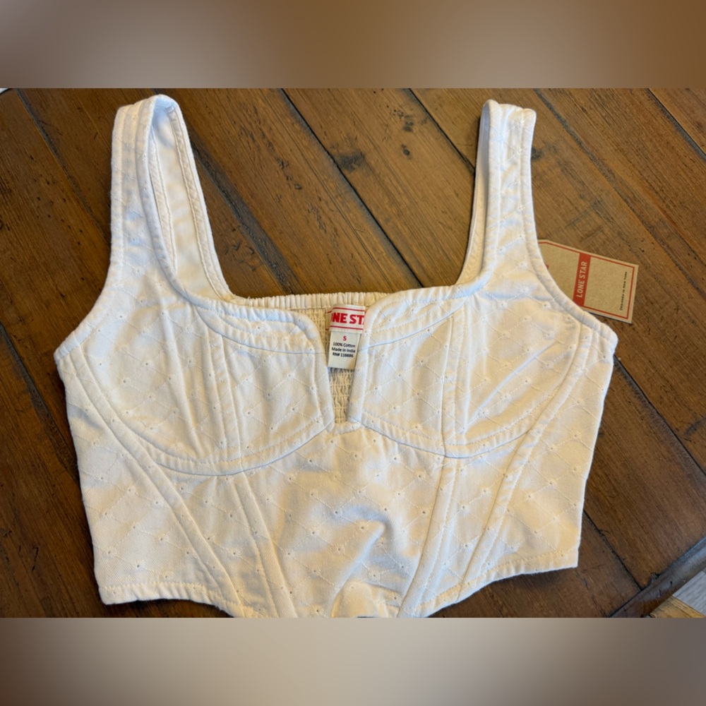 Lone Star Trendy White Corset Crop Top. Size Small. NWT.